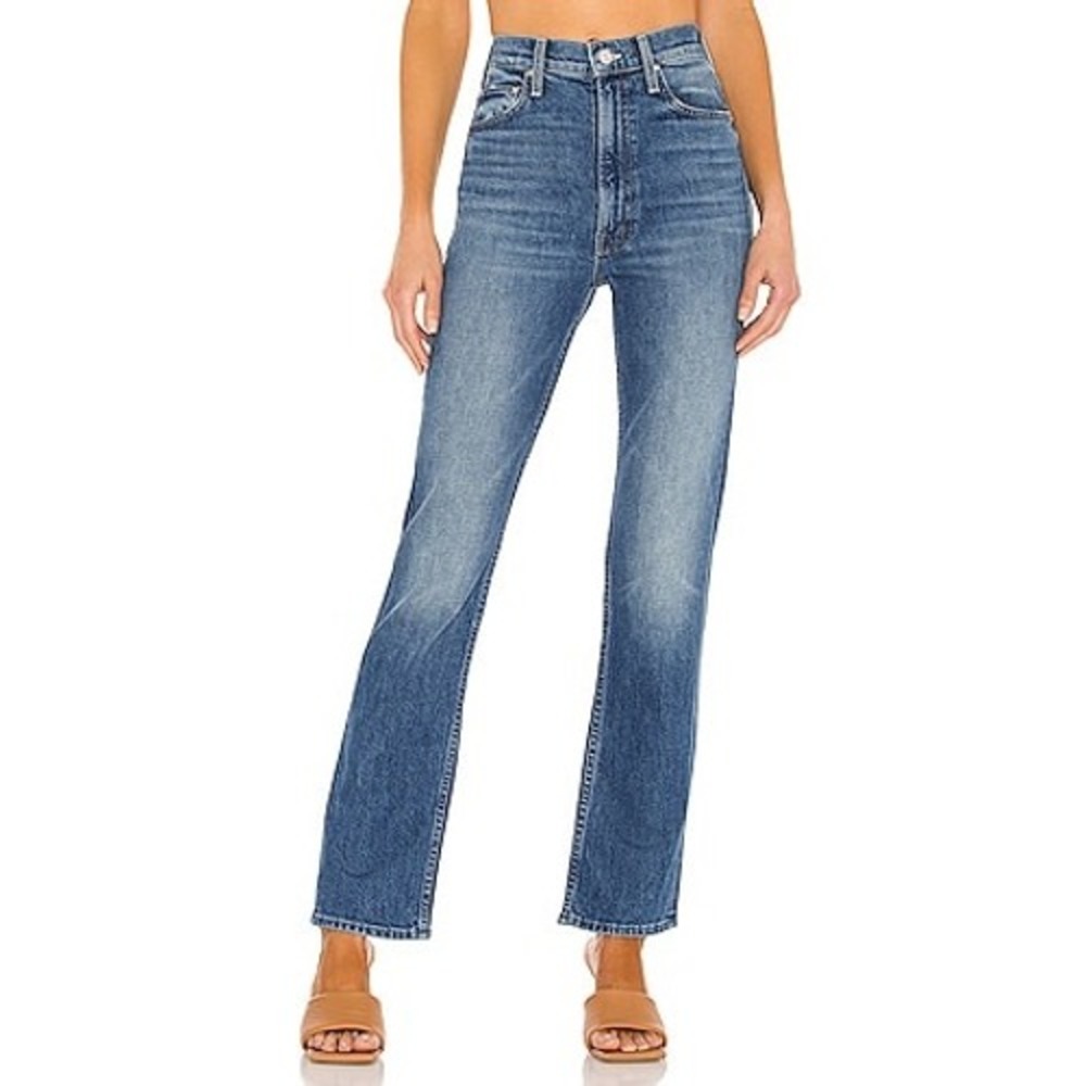 Mother High Waisted Rider Skimp Jeans Cowboys Don't Cry Blue Straight Leg 26